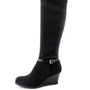 Lauren Ralph Lauren "Tula" Knee-High Wedge Black Boots size 7.5B